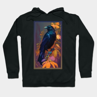 Crow Vibrant Tropical Flower Tall Digital Oil Painting Portrait 3 Hoodie